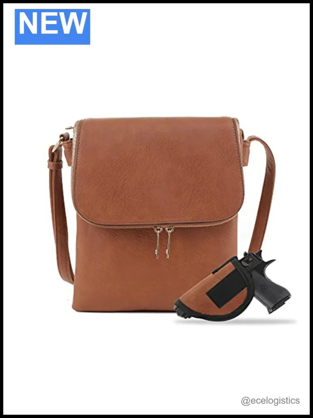 Concealed Carry Crossbody Bag with Lock & Key - Vegan PU Leather